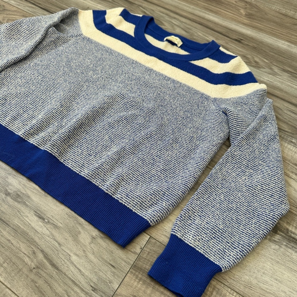 Anthropologie Maeve Paulina Striped Knit Crewneck Sweater in Blue Size Medium - Picture 4 of 9